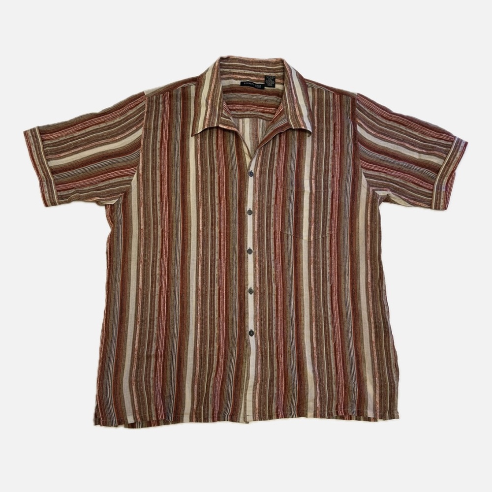 Kenneth Cole New York Striped Cotton Button Up Shirt XXL